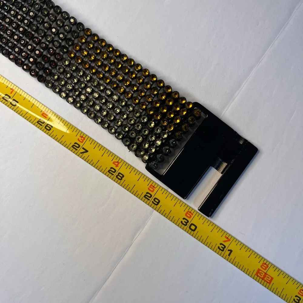 Beaded Stretch‎ Disco Belt Clasp Closure Multi-Colored Stretchy Color Block